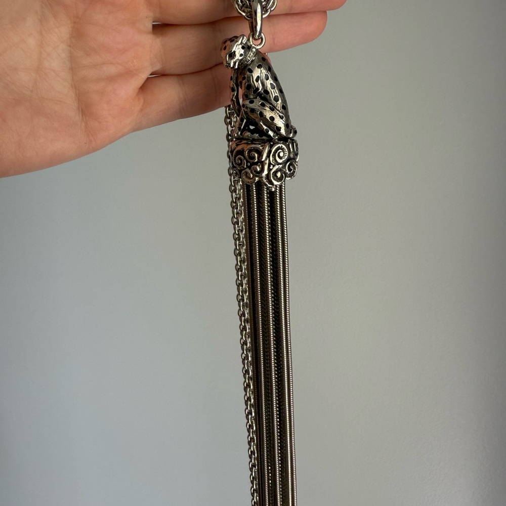 Roberto Cavalli Authentic Silver Color Chunky Panther Necklace - Picture 3 of 8